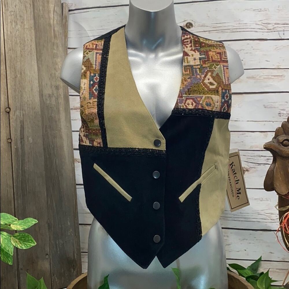 Katch Me Dead Stock Retro NWT Western Rancher Rodeo Suede Leather Vest S A